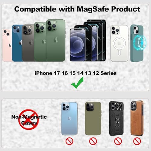 iLodn Magnetic Wallet Compatible with MagSafe for iPhone 17 16 15 14 13 12 Pro Max Air Plus Model, Mag 3 Safe Card Holder Stick on Accessories for Cell Phone & Case, Jet - Image 2