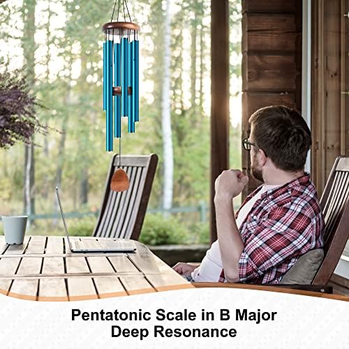 Bursvik 37" Aluminum Wind Chimes for Outside (Blue), Patio Zen Decor Gift - Image 5