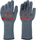 QUWIN BBQ Gloves, Oven Gloves 1472℉ Extreme Heat Resistant, Grilling Gloves Silicone Non-Slip Oven Mitts, Kitchen Gloves for BBQ, Grilling, Cooking, Baking-1 Pair… (Grey, One Size(Long Cuff)) by QUWIN