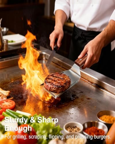 Large and Small Stainless Steel Griddle Spatula BBQ Burger Turner - Image 2