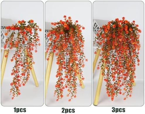 RECUTMS Fall Artificial Hanging Plants Fake Fall Flowers Faux Autumn Vines - Image 5