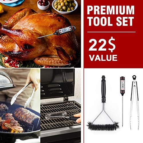 Kingkong Gas Grill Cover | Fits Weber Genesis E & S Series, Char-Broil 4 Burner | Includes Grill Brush, Tongs & Thermometer - Image 6