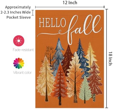 CROWNED BEAUTY Fall Welcome Trees Garden Flag for Outside 12x18 Inch Orange - Image 4