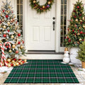 OJIA Christmas Door Mat Outdoor 27.5"x43" Green Plaid Porch Front Door Rug by OJIA