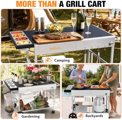 Pizza Oven Table Grill Cart for Ninja Woodfire, Blackstone Griddle, Ooni - Image 4
