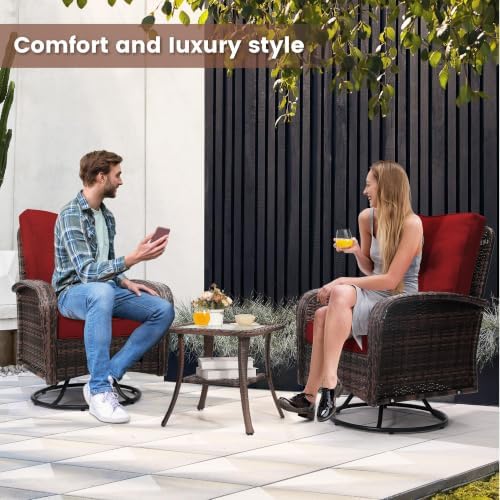 wildformers Luxury Outdoor Swivel Wicker Glider Patio Chairs with Table Set - Image 3