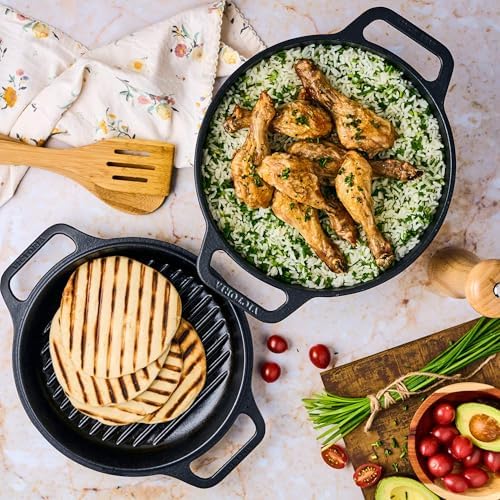 Victoria 6-Quart Cast Iron Combo Cooker, Combination Dutch Oven and Skillet, Made in Colombia, 2-Piece Set - Image 6