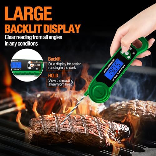 AMMZO Digital Meat Thermometer for Grilling, Candy Thermometer Instant Read Food Thermometer Waterproof with Backlight for Cooking, Deep Fry, BBQ, Grill, Smoker and Roast (Green) - Image 4