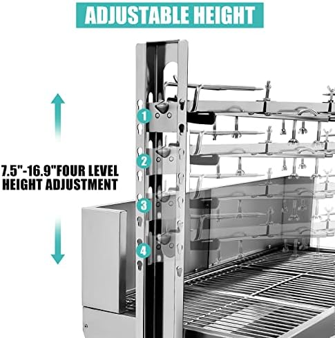 48.6" Electric Rotisserie Grill, Pig Lamb Spit Roaster Stand - 176 Lbs Capacity, Adjustable Height, BBQ Charcoal Rotisserie Grill Kit - Stainless Steel For Outdoor Party Camping - Image 7