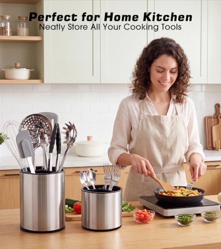 360°Rotating Kitchen Utensil Holder, 8"+5.5" Utensil Crocks for Countertop - Image 7