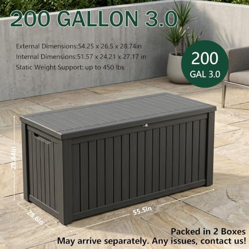 Outdoor Storage Box,200 Gallon Waterproof Deck Box [Upgraded 3.0] - Image 2