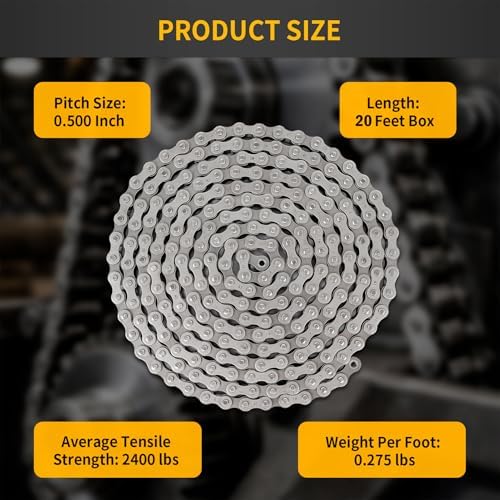 #41 Roller Chain 10 Feet for Gate Openers, Carbon Steel Operator Chain Replacement for Extension Automatic Sliding Gate Opener, Garage Hanger Door, Includes 5 Connecting Links - Image 6