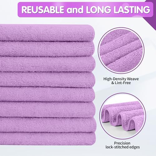 FIXSMITH Purple Microfiber Cleaning Cloth -Pack of 12, Highly Absorbent Cleaning Rags, 16"X12" All Purpose Cleaning Towels for Housekeeping, Kitchen, Car, Lint Free and Reusable Microfiber Towels - Image 2