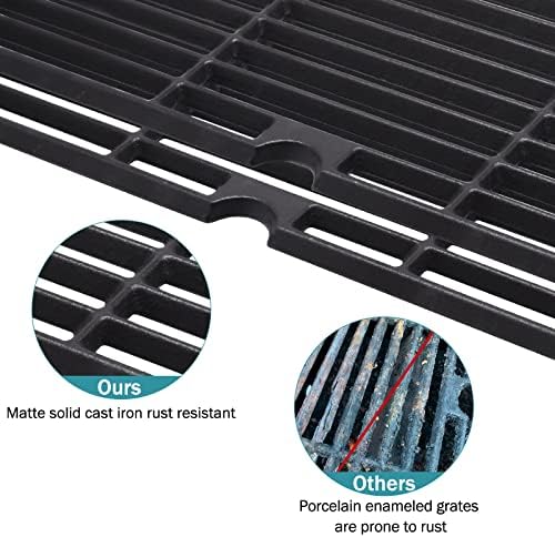 Criditpid 18 Inch Grill Grates for Charbroil Performance 2 Burner 463625217 463673519 Replacement Parts, Cast Iron Grill Cooking Grate for Char-Broil G470-0002-W1, G470-0003-W1, 463625219, 463673517 - Image 4