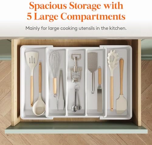 Lifewit Utensil Organizer for Kitchen Drawers, Expandable Utensil Tray - Image 3