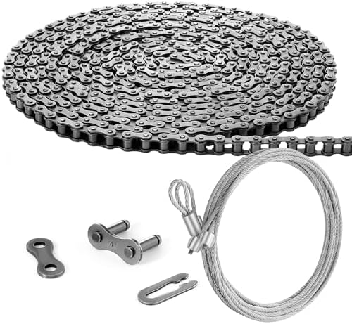 Tandefio #41 20 ft Roller Chain for Gate Openers with 2 Connecting Links and Cable Garage Door Opener Chain for Automatic Sliding Gate Extension Replacement Garage Hanger Door Karts by Tandefio