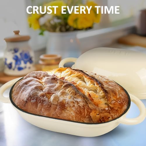 Dutch Oven for Bread Baking – Premium Cast Iron Pot with Lid – Perfect for Sourdough, Artisan Loaves & No-Knead Bread – 2 QT / 1.9L (Enameled, Round, Oven & Stovetop Safe), White - Image 7
