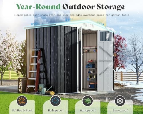 AMERLIFE 8x4x6 FT Outdoor Storage Shed with Clear Acrylic Door-Top Panels - Image 4