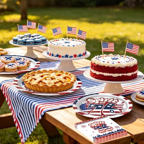 180Pcs 4th of July paper Plates and Napkins Party Supplies,Serve 60 - Image 7