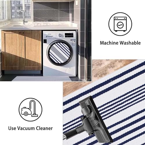 Blue and White Striped Outdoor Rug 24"x35"Washable Door Mat Outdoor - Image 4