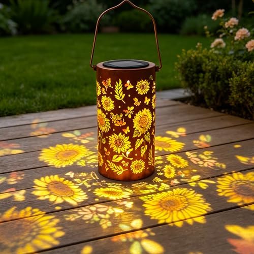 Sunflower Colorful Solar Lantern Outdoor Waterproof, Garden Gift by Ziraisys