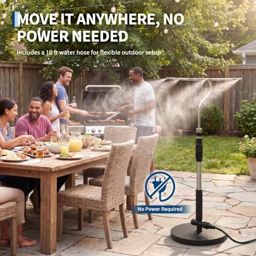 Standing Misters for Outside Patio with T-Bar 4 Nozzles & 10ft water hose - Image 2