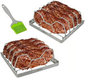 Stainless Steel Foldable Rib Racks for Smoking – 2 Pack (10 Inch), with Large Silicone Basting Pastry Brushes – Perfect for Grilling, BBQ Accessories by Unknown