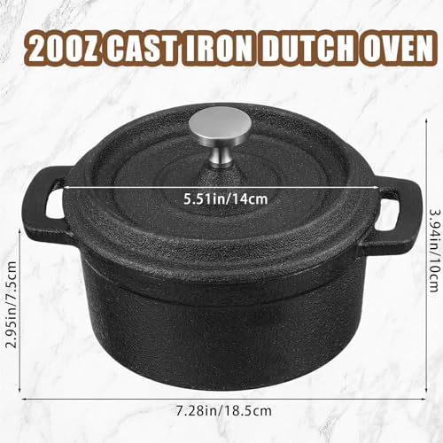 4 Pcs Mini Dutch Oven, 500F Small Round Iron Dutch Oven Pot, 20 oz - Image 2