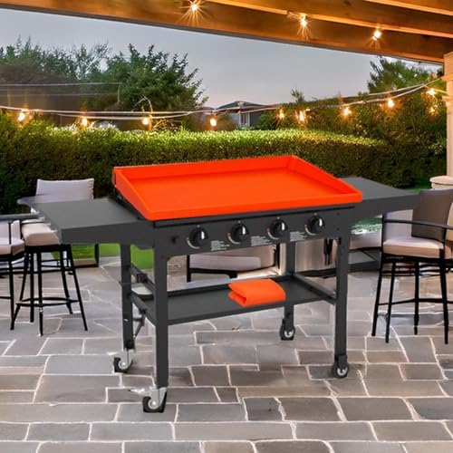 17 Inch Griddle Cover Mat for Blackstone Griddle, Full Wrap-Around Protection Griddle Accessories, Food Grade Silicone Grill Mat, Orange - Image 2