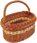 Brown Imitation Rattan Woven Handled Basket for Picnic Food Storage by WHAMVOX