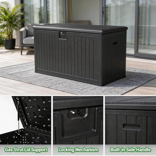 270 Gallon Outdoor Storage Box, Waterproof Extra Large Resin Deck Box with Lockable Lid for Patio, Pool Equipment, and Cushions, Black - Image 5