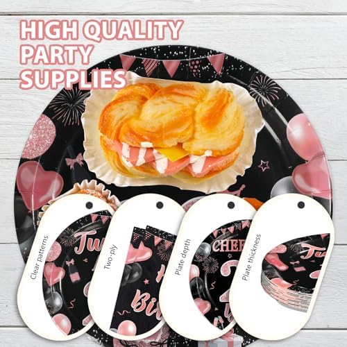 96Pcs Black Rose Gold 28th Birthday Decorations, Serves 24 - Image 6