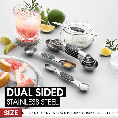 Spring Chef Stainless Steel Magnetic Measuring Spoons Set of 8, Gray - Image 3