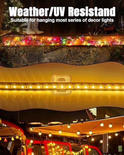 LZC 25 Pack Clear Adhesive Strips Hooks for Outdoor String Lights Clips - Image 6
