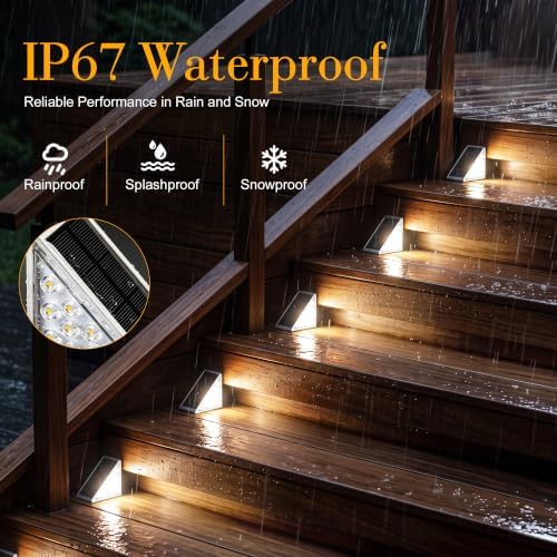 AUDLES Solar Step Lights Outdoor Waterproof IP67-13 LED Solar Stair Lights with 3000K/6000K Dual Color Temp, Auto On/Off Outdoor Lights for Deck, Patio, Pathway, Porch -16 Pack - Image 4