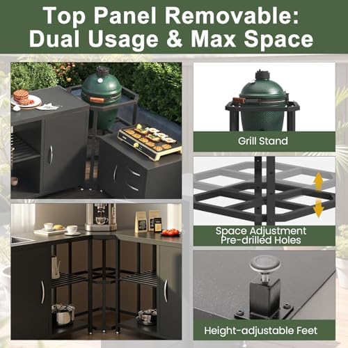 EROMMY 5-Piece Modular Outdoor Kitchen, Sink, Storage & Grill Stand, Black - Image 5