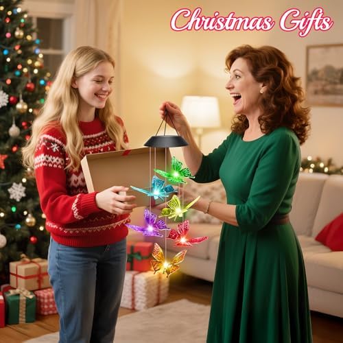 Winzwon Solar Wind Chimes, Christmas Gardening Butterfly Gifts for Women - Image 2
