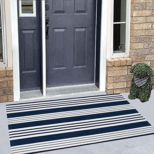 Blue and White Outdoor Rug 24"x51"Washable Cotton Farmhouse Front Porch Rug - Image 5