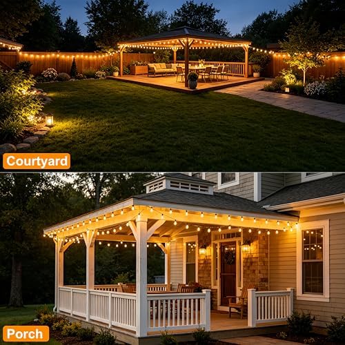 Outdoor String Lights 60FT, 32 ST38 Shatterproof Vintage Edison LED Bulbs - Image 7