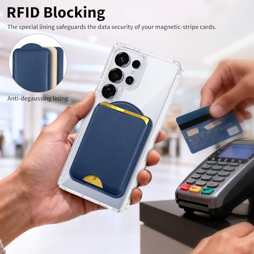 Magnetic Wallet for Samsung Galaxy S26 S25 S24 Series, Fold 8 Ultra with Magsafe Case, for iPhone 18-12 Series, RFID Blocking Leather Magnetic Card Holder | Holds 3 Cards | Blue - Image 5