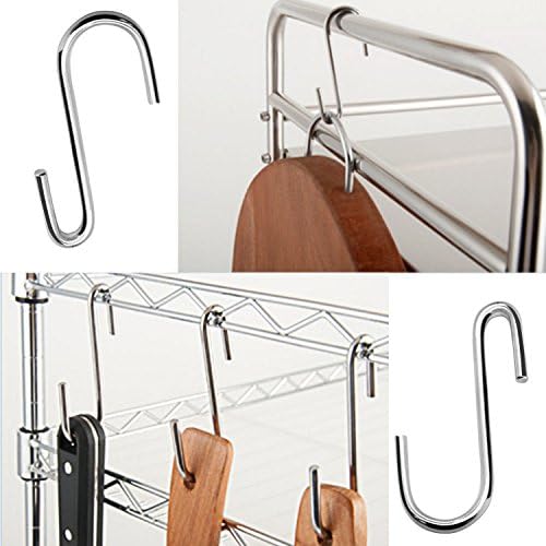 30 Pack 2.4 inches Heavy Duty S Hooks for Hanging, Pan Pot Holder Wire Shelves Rack Hooks for Hanging, S Shaped Hanger Metal Hooks for Kitchen Pots Utensils Jeans Clothes Bags Hats Towels Plants - Image 5