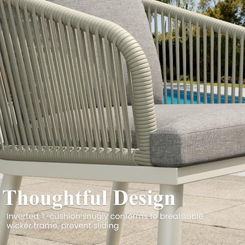 LayinSun 11 Pieces Outdoor Patio Dining Set, Aluminium Rectangular Dining Table and Wicker Rattan Chairs Set for Outside Backyard, Poolside - Image 4
