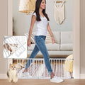 YZHDUXIU 18" Height Short Dog Gate with Small Cat Door, Adjustable 18"-48" Extra Wide Pet Gate with 4 Extension Kits Pressure Mounted for Doorways and Stairs, White by Yzhduxiu