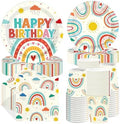 250 Pcs Retro Rainbow Birthday Party Decorations for Boys Girls Serves 50 by Greencian