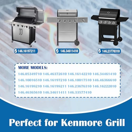 16.5 Inch Cooking Grates for Kenmore 4 Burner 146.16197211, 146.16198211, 146.34461410, 146.1001651, 146.10016510 146.16197210 146.16142210 Gas Grill Replacement Parts, Cast Iron Grill Cooking Grids - Image 2