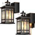 Motion Sensor Outdoor Lights Wall Mount with GFCI Outlet, Dusk to Dawn Exterior Light Fixture, 100% Anti-Rust Aluminum Waterproof Outside Wall Lighting for House, Black 2-Pack, Non-Solar by OPAXIS