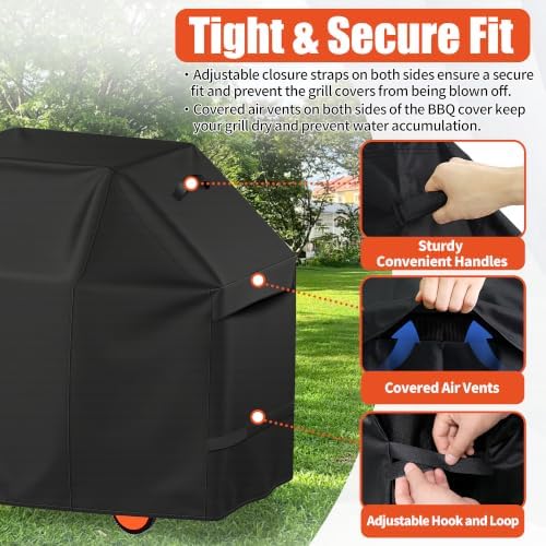 iCOVER Grill Cover 60 inch, BBQ Grill Cover for Outdoor Grill, 600D Heavy Duty Waterproof BBQ Cover, Anti-UV and Rip-Proof Barbecue Cover, Gas Grill Cover for Weber, Char-Broil, Nexgrill, etc - Image 5