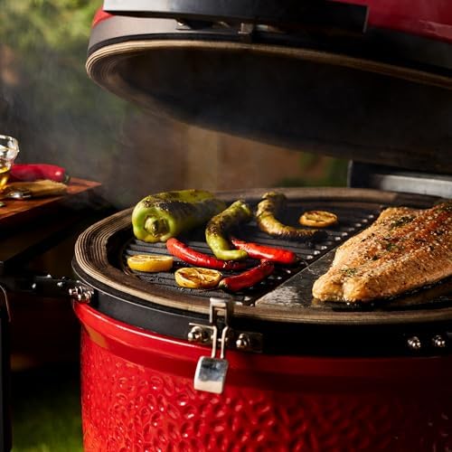 Kamado Joe Durable Half-Moon Cast Iron Cooking Grate with Grill Grate Lifter for Classic Joe 18-inch Charcoal Grill and Smokers in Black, Model KJ-HCICG - Image 6