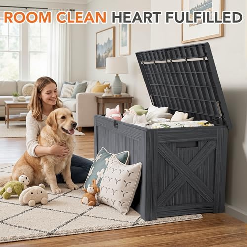 130 Gallon Deck Box Outdoor Indoor Waterproof Storage Box, Gray - Image 3