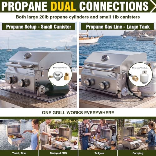 BESTFIRE Marine Boat Grill 20k BTU Dual propane connections - Image 6